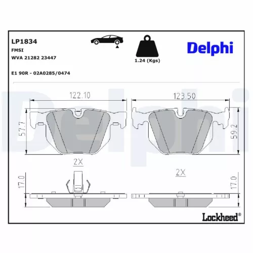 Remblokkenset, schijfrem DELPHI LP1834)
