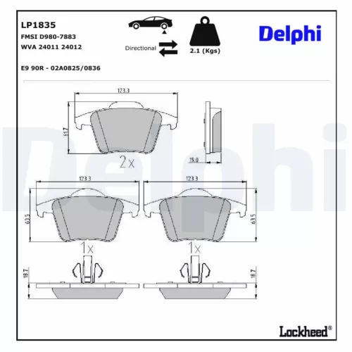 Brake Pad Set, disc brake DELPHI LP1835)