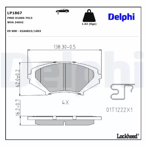 Remblokkenset, schijfrem DELPHI LP1867)