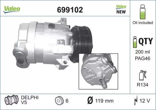 Compressor, air conditioning VALEO 699102)