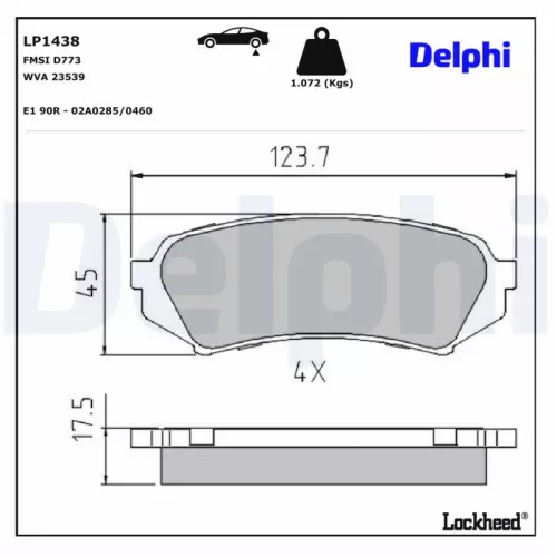 Remblokkenset, schijfrem DELPHI LP1438)