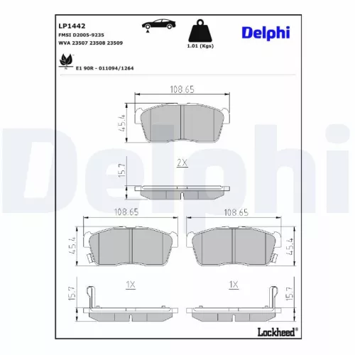 Remblokkenset, schijfrem DELPHI LP1442)