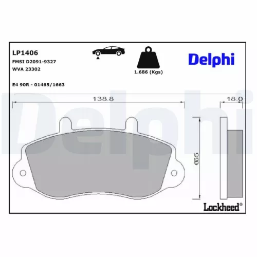 Remblokkenset, schijfrem DELPHI LP1406)