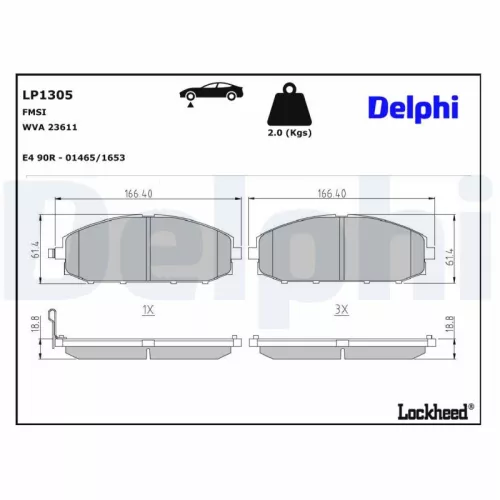 Remblokkenset, schijfrem DELPHI LP1305)
