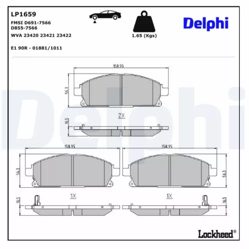 Remblokkenset, schijfrem DELPHI LP1659)