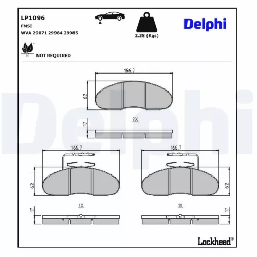 Remblokkenset, schijfrem DELPHI LP1096)