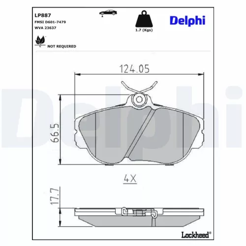 Brake Pad Set, disc brake DELPHI LP887)