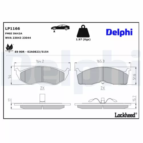 Remblokkenset, schijfrem DELPHI LP1166)
