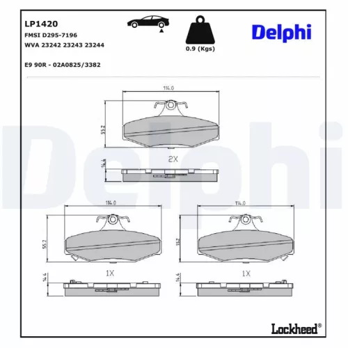 Remblokkenset, schijfrem DELPHI LP1420)