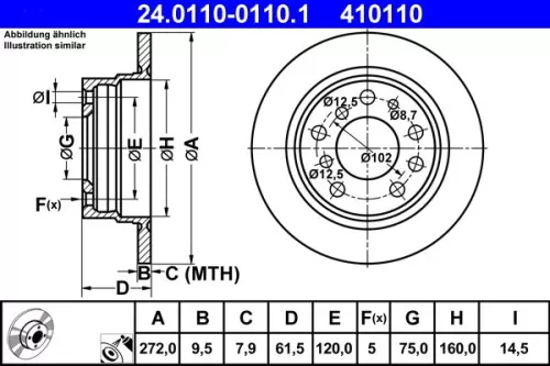 Remschijf ATE 24.0110-0110.1)