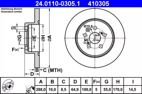 Remschijf ATE 24.0110-0305.1)