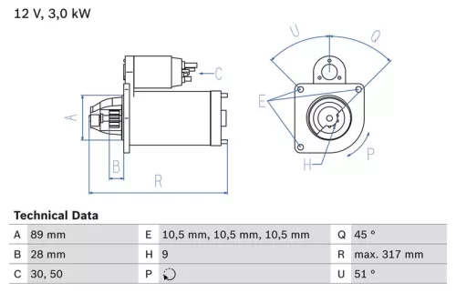 Starter BOSCH 0 986 019 020)