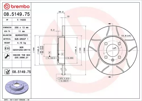 Remschijf BREMBO 08.5149.75)