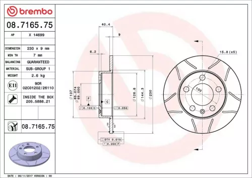 Brake Disc BREMBO 08.7165.75)