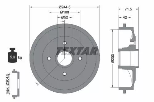 Brake Drum TEXTAR 94026600)