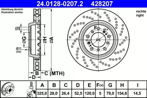 Remschijf ATE 24.0128-0207.2)