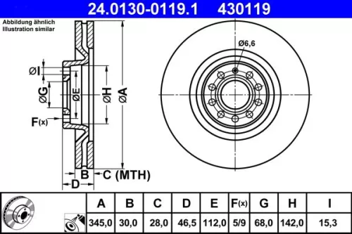 Remschijf ATE 24.0130-0119.1)