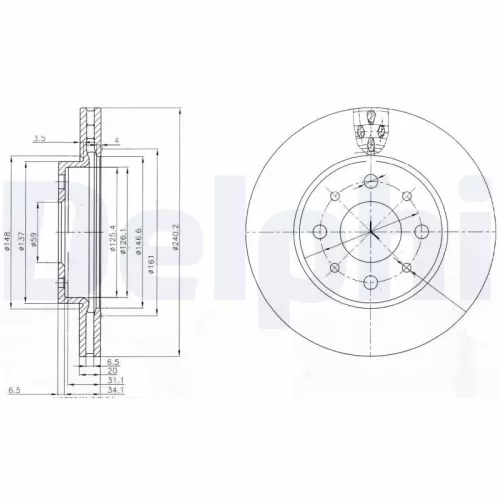Brake Disc DELPHI BG3839)