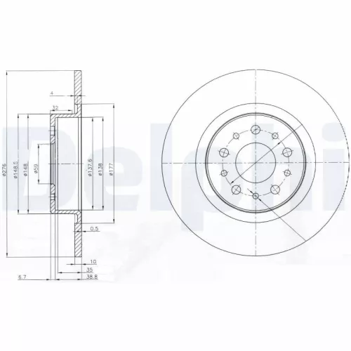 Remschijf DELPHI BG3857)