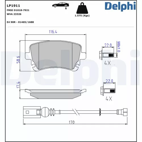 Remblokkenset, schijfrem DELPHI LP1911)
