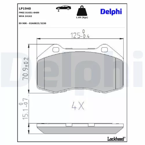Brake Pad Set, disc brake DELPHI LP1940)