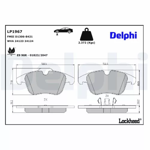 Brake Pad Set, disc brake DELPHI LP1967)