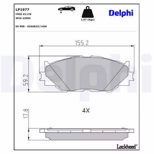 Brake Pad Set, disc brake DELPHI LP1977)