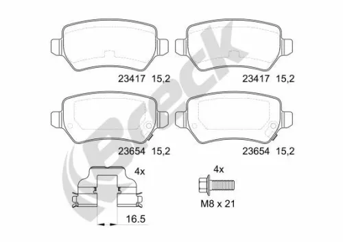 Brake Pad Set, disc brake BRECK 23417 00 704 10)