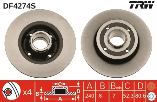 Brake Disc TRW DF4274S)