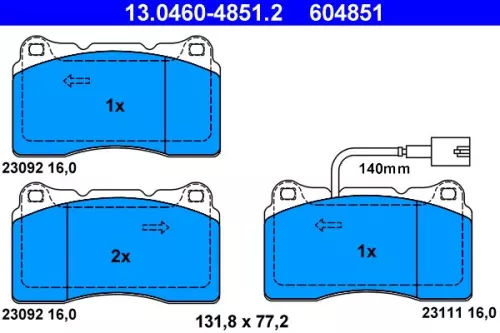 Brake Pad Set, disc brake ATE 13.0460-4851.2)