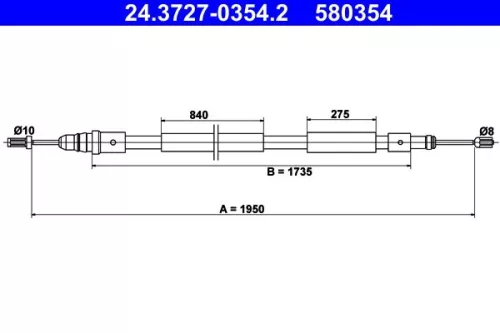 Kabeltrek, parkeerrem ATE 24.3727-0354.2)