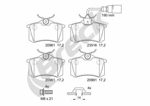 Brake Pad Set, disc brake BRECK 23554 10 704 10)