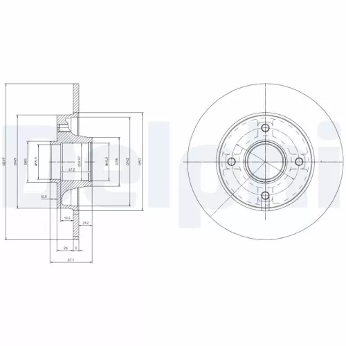 Brake Disc DELPHI BG9021RS)