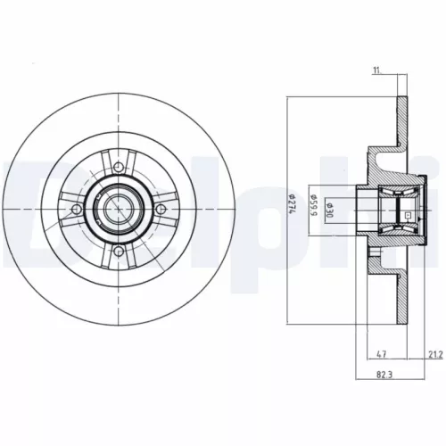 Brake Disc DELPHI BG9030RS)