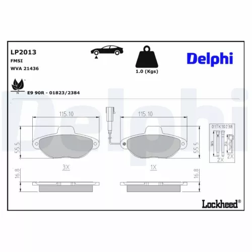 Remblokkenset, schijfrem DELPHI LP2013)