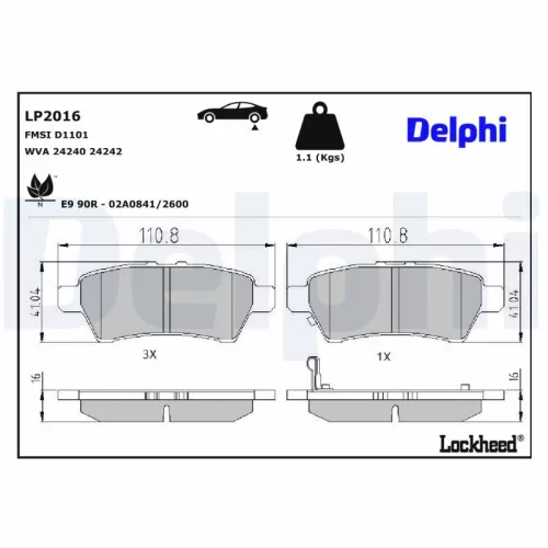 Remblokkenset, schijfrem DELPHI LP2016)