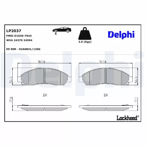 Remblokkenset, schijfrem DELPHI LP2037)