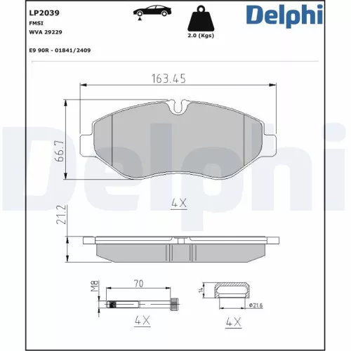 Remblokkenset, schijfrem DELPHI LP2039)