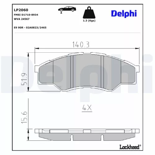 Remblokkenset, schijfrem DELPHI LP2060)