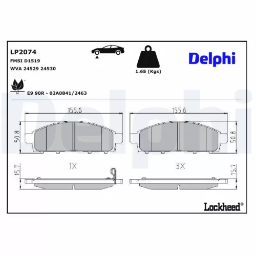 Remblokkenset, schijfrem DELPHI LP2074)
