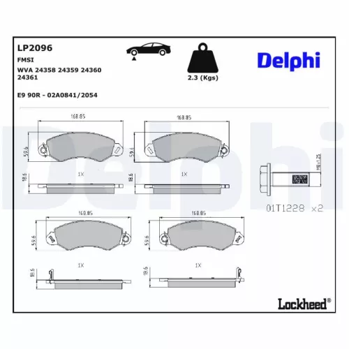 Remblokkenset, schijfrem DELPHI LP2096)