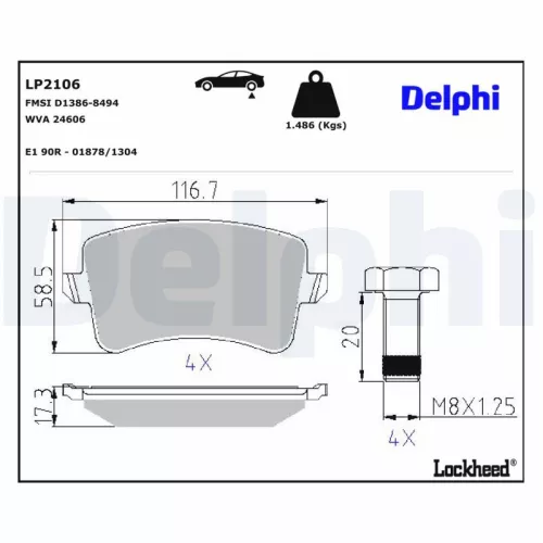 Brake Pad Set, disc brake DELPHI LP2106)
