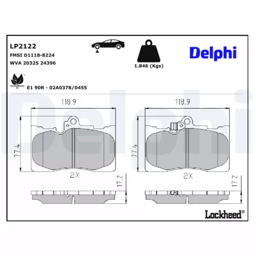 Remblokkenset, schijfrem DELPHI LP2122)