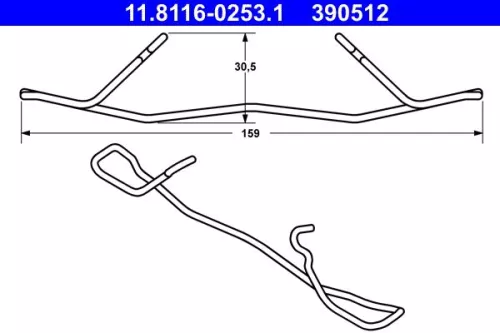 Spring, brake caliper ATE 11.8116-0253.1)