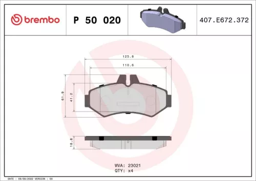 Remblokkenset, schijfrem BREMBO P 50 020)