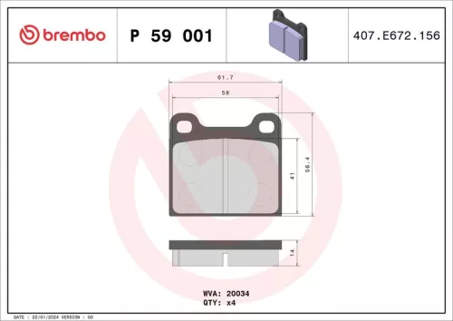 Brake Pad Set, disc brake BREMBO P 59 001)