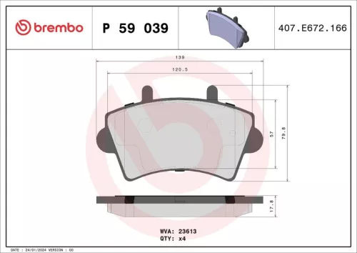 Remblokkenset, schijfrem BREMBO P 59 039)
