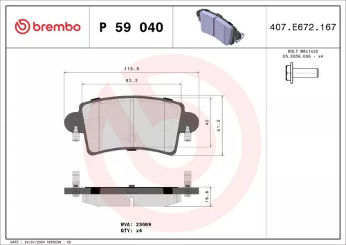 Remblokkenset, schijfrem BREMBO P 59 040)