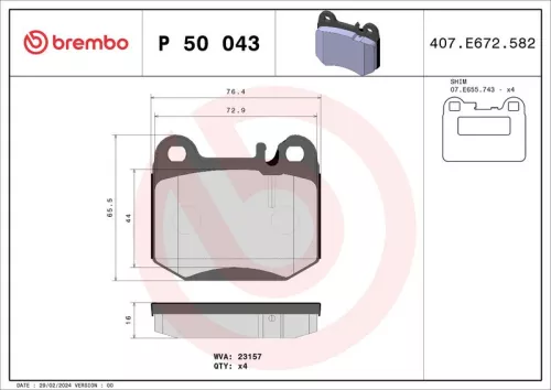 Remblokkenset, schijfrem BREMBO P 50 043)