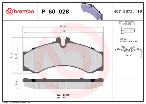 Remblokkenset, schijfrem BREMBO P 50 028)